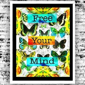 Free Your Mind Abstract Butterflies in Bright Jewel Tones 8.5x11 Art Print